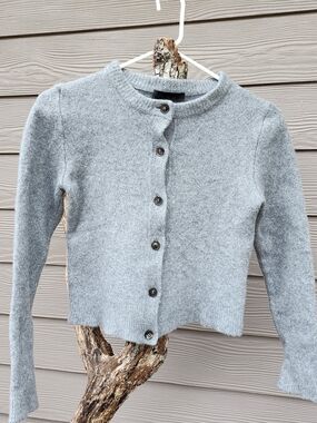 Zara Gray 60% Cashmere 40% Lana Wool Cardigan
